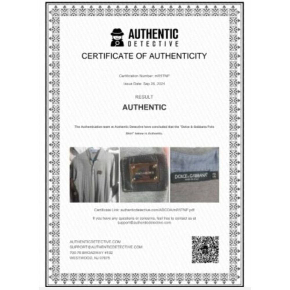 Dolce‎ & Gabbana Mens Grey Cotton Pique Polo Shirt Logo Plaque Made in Italy - Picture 8 of 8